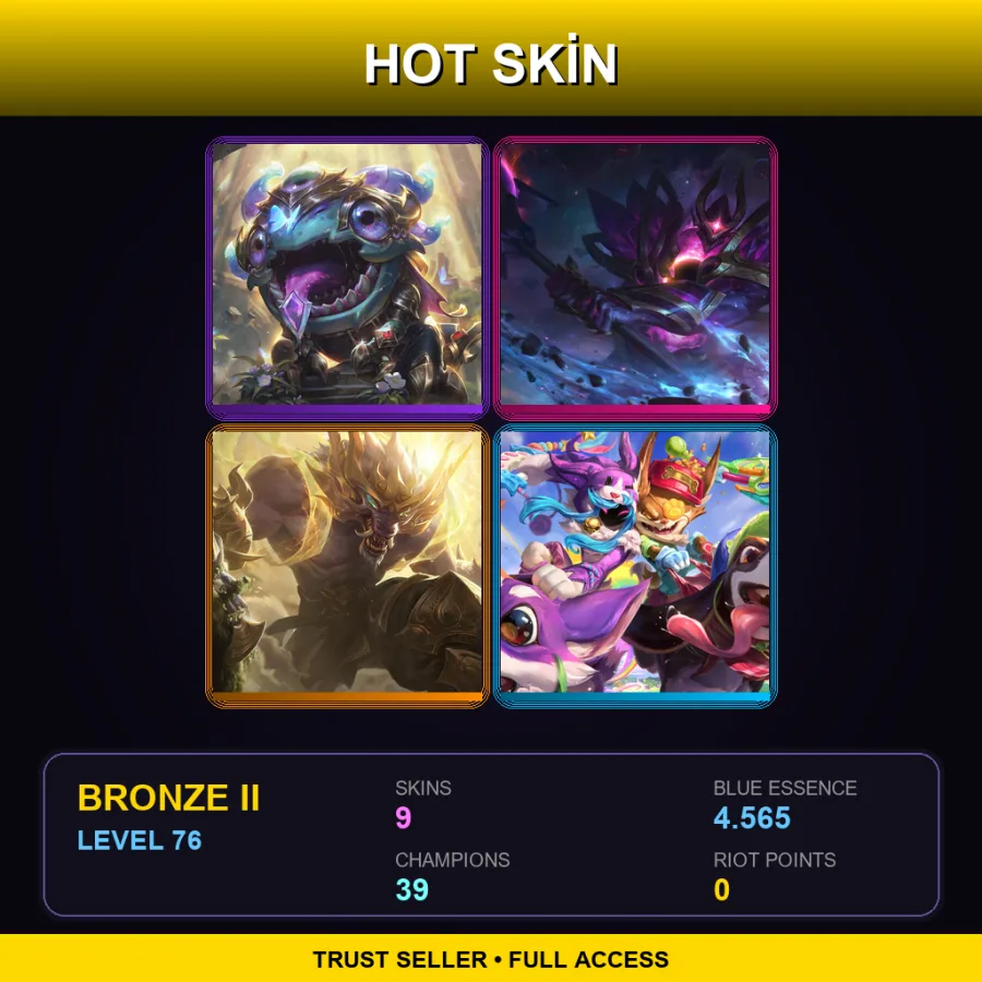 EUW | Lv76 | Bronze II | 9 Skin | 39 Champ