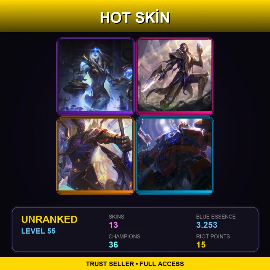 LAS | Lv55 | Unranked | 13 Skin | 36 Champ — LoL account