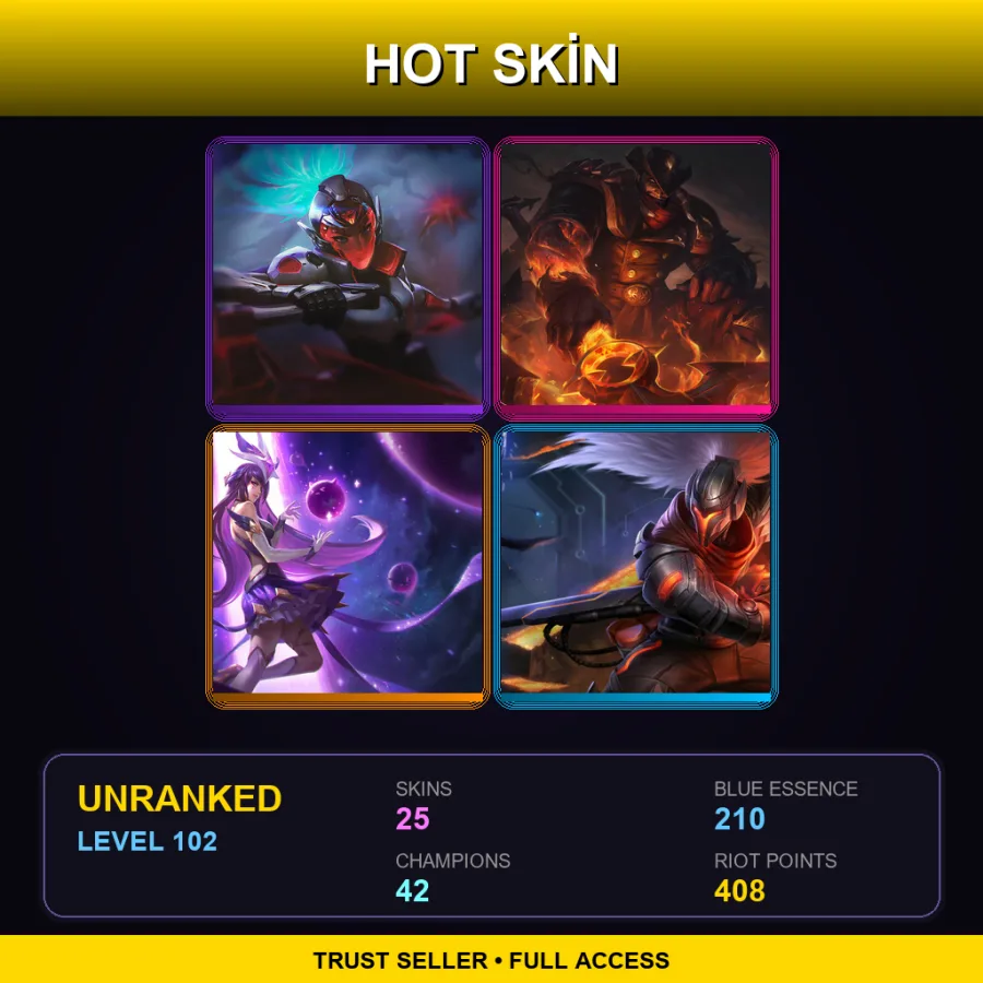 TR | Lv102 | Unranked | 25 Skin | 42 Champ — LoL account