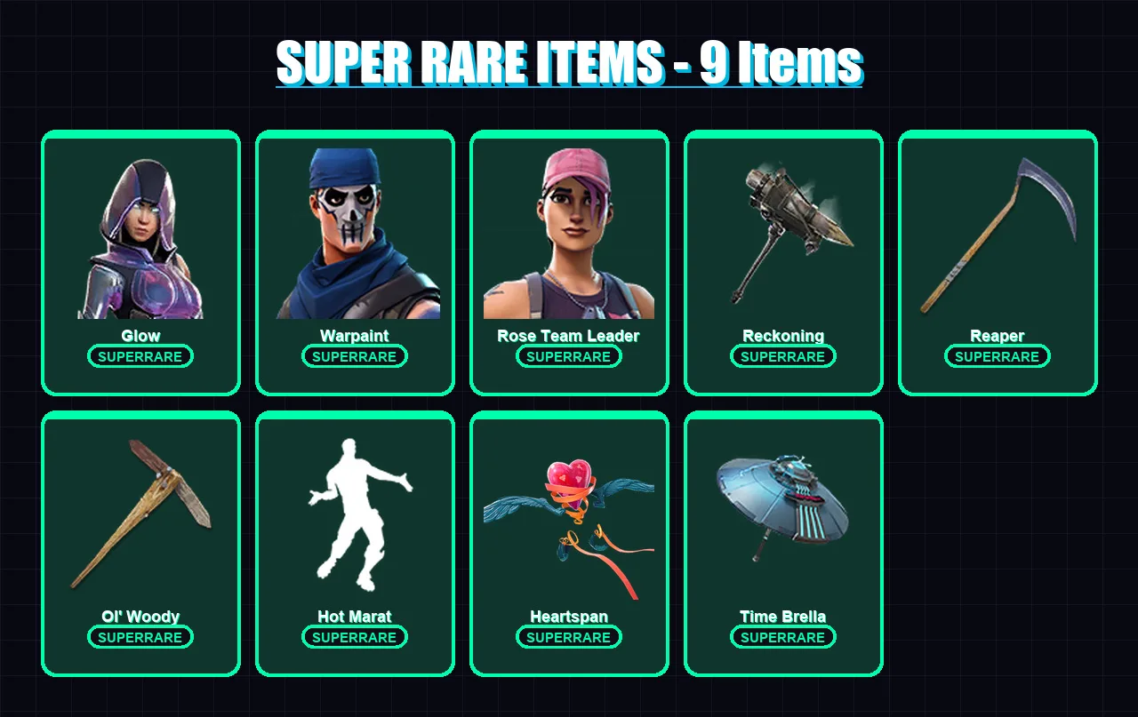[PC/XBOX/PSN] | Glow | Warpaint | Rose Team Leader | Blackheart | The Prisoner | 47 skin | 39 pickaxe | 57 emote | 41 glider | Lv372