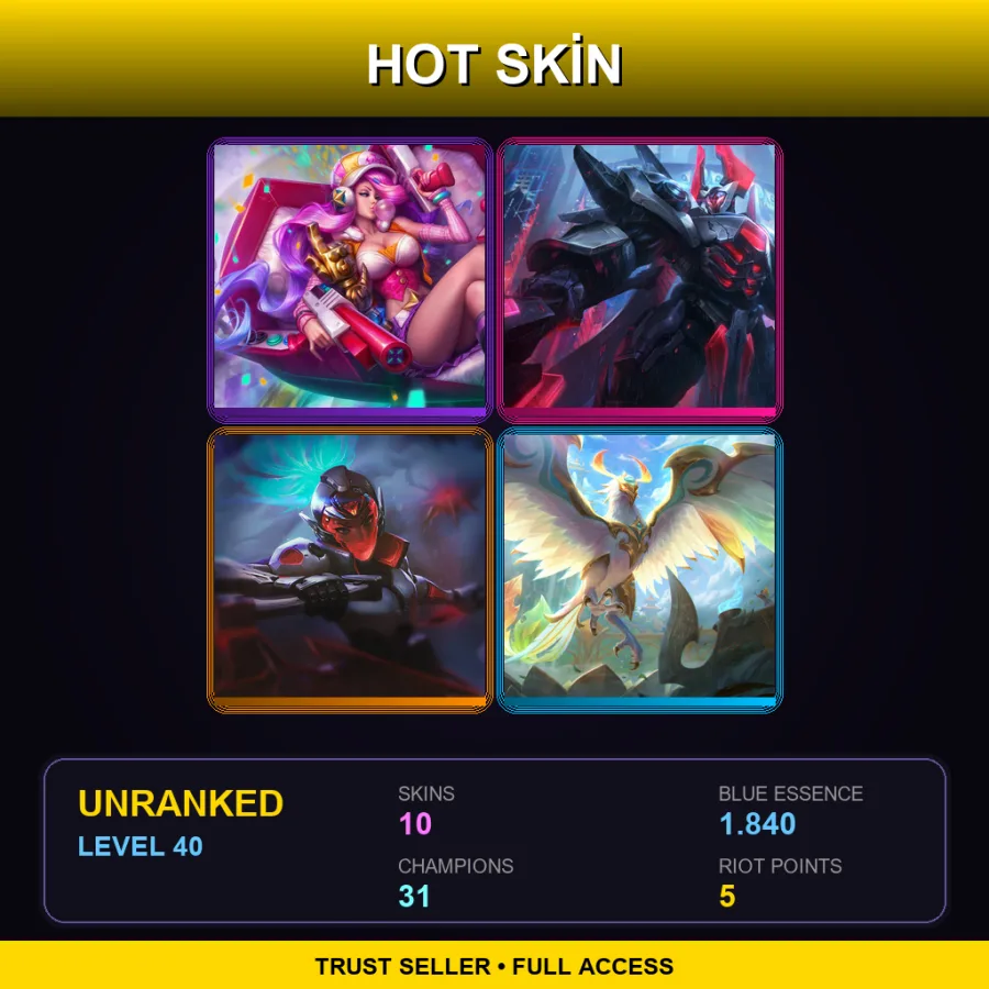 EUNE | Lv40 | Unranked | 10 Skin | 31 Champ — LoL account
