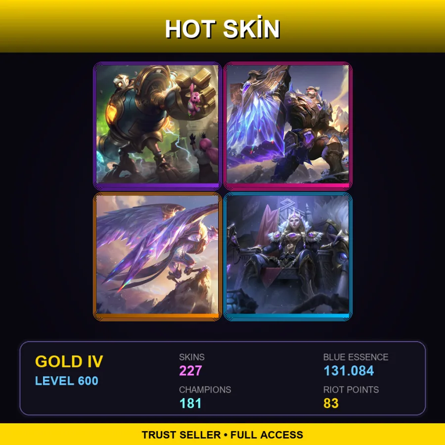 LAN | Lv600 | Gold IV | 227 Skin | 181 Champ