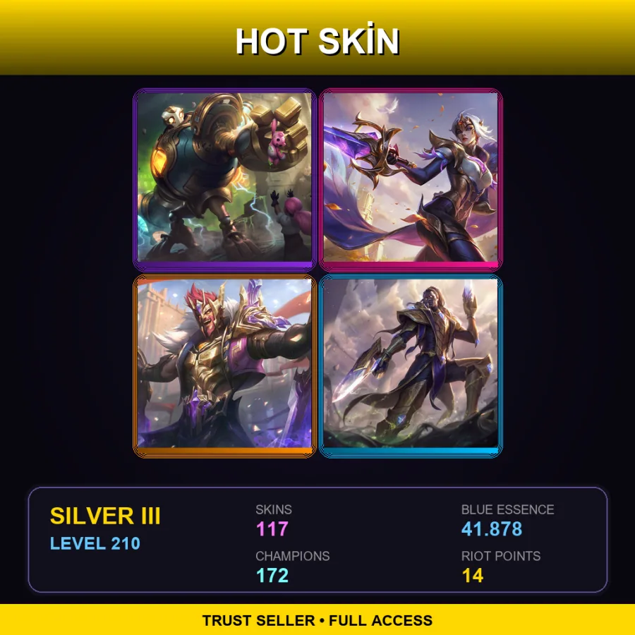 VN | Lv210 | Silver III | 117 Skin | 172 Champ — LoL account