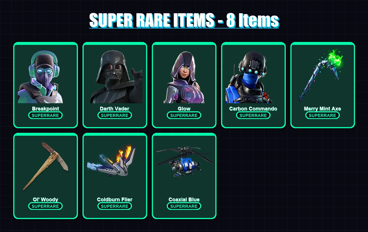 [PS4/PS5/XBOX/PC] | Breakpoint | Darth Vader | Glow | Carbon Commando | Lynx | 224 skin | 222 pickaxe | 172 emote | 154 glider | Lv2487