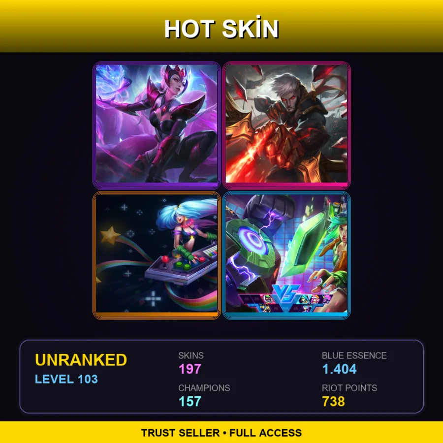 LAN | Lv103 | Unranked | 197 Skin | 157 Champ