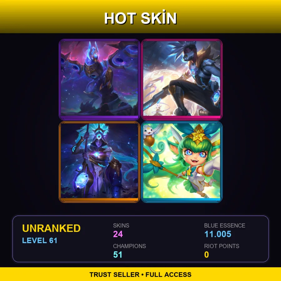 NA | Lv61 | Unranked | 24 Skin | 51 Champ — LoL account