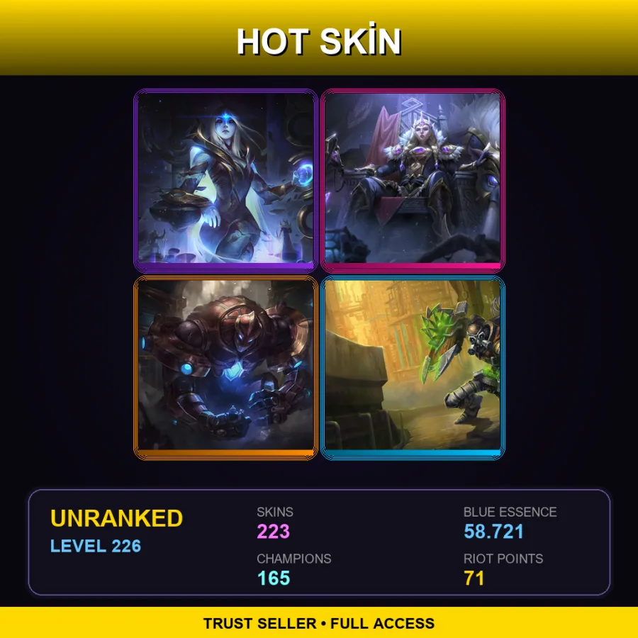 VN | Lv226 | Unranked | 223 Skin | 165 Champ