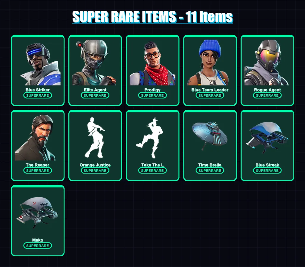 [PS4/PS5/XBOX/PC] | Blue Striker | Elite Agent | Prodigy | Blue Team Leader | Rogue Agent | 17 skin | 13 pickaxe | 22 emote | 23 glider | Lv386