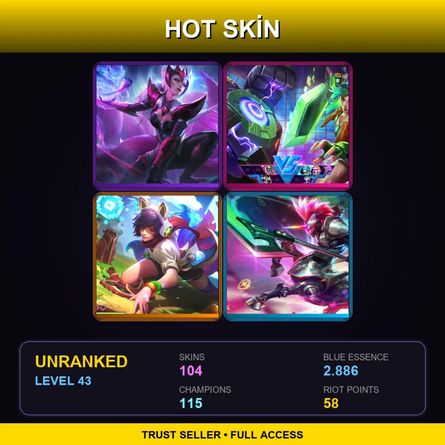 NA | Lv43 | Unranked | 104 Skin | 115 Champ
