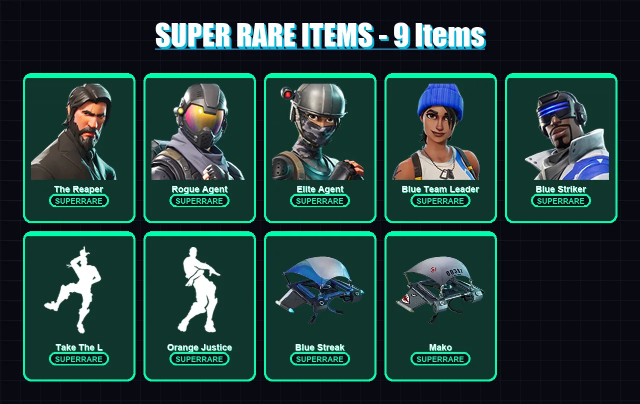 [PC/XBOX] | The Reaper | Rogue Agent | Elite Agent | Blue Team Leader | Blue Striker | 19 skin | 9 pickaxe | 15 emote | 12 glider | Lv215