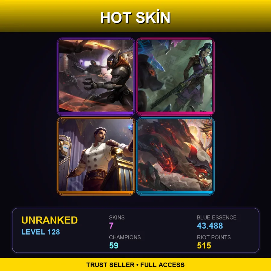 EUW | Lv128 | Unranked | 7 Skin | 59 Champ