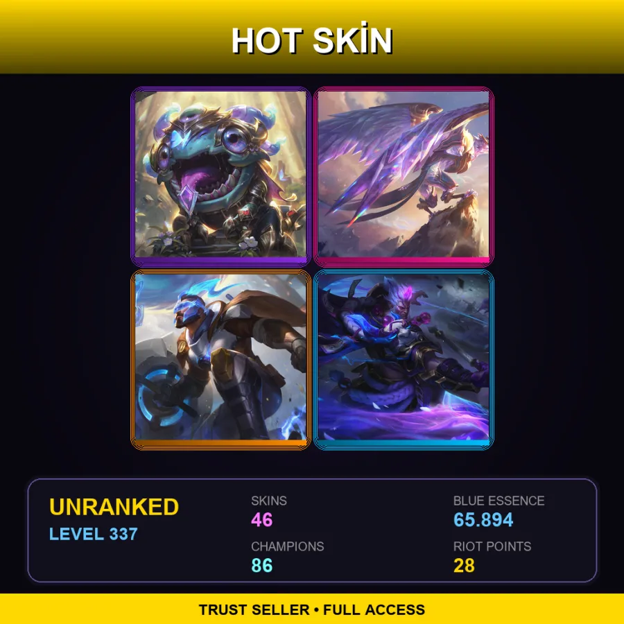 BR | Lv337 | Unranked | 46 Skin | 86 Champ — LoL account