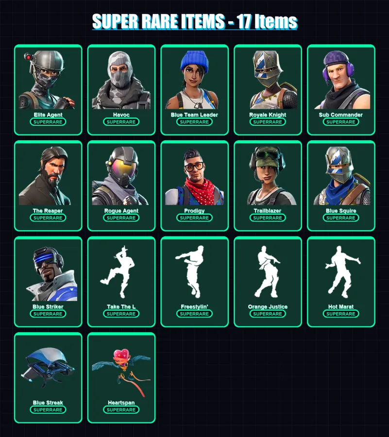[PC/PSN] | Elite Agent | Havoc | Blue Team Leader | Royale Knight | Sub Commander | 55 skin | 52 pickaxe | 64 emote | 68 glider | Lv1433