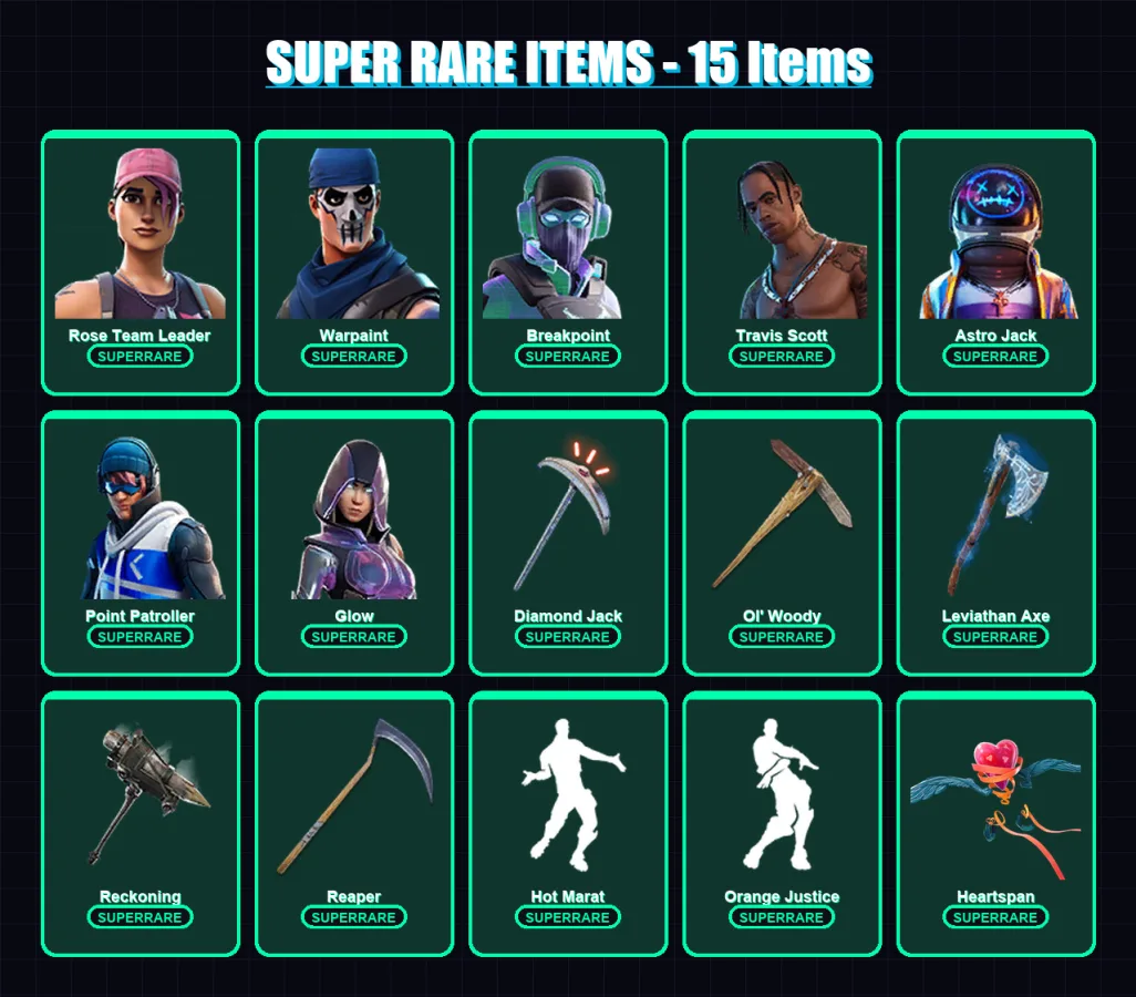 [PS4/PS5/XBOX/PC] | Rose Team Leader | Warpaint | Breakpoint | Travis Scott | Astro Jack | 181 skin | 137 pickaxe | 127 emote | 112 glider | Lv1830