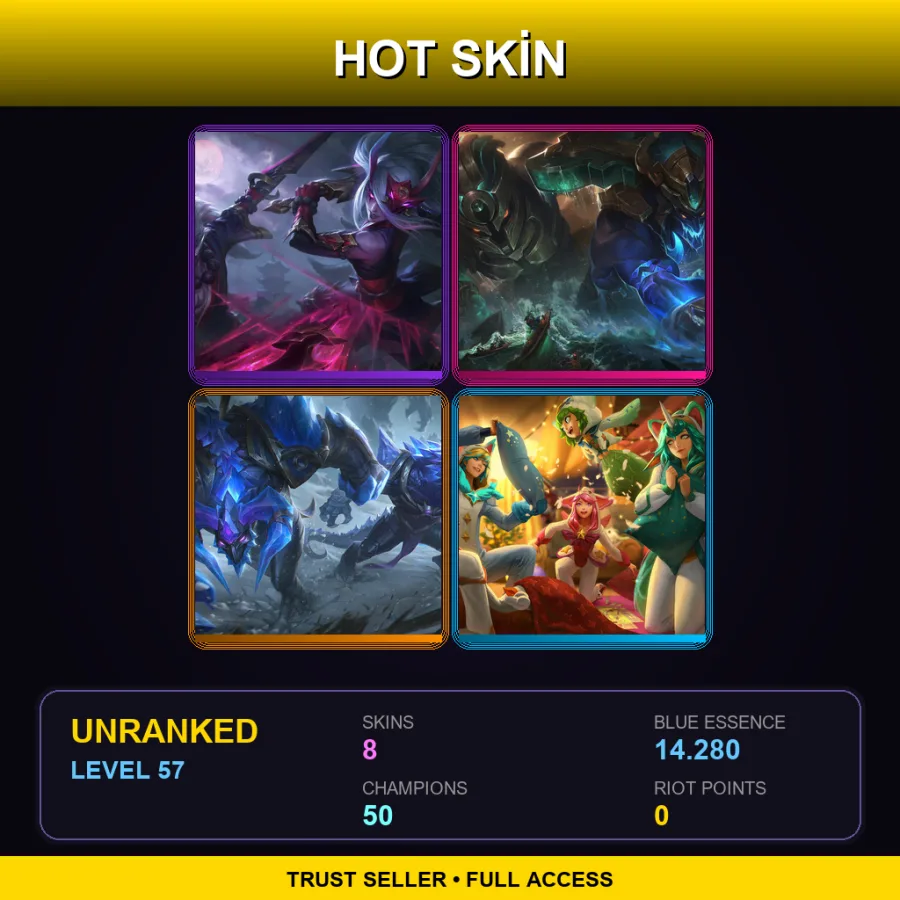EUNE | Lv57 | Unranked | 8 Skin | 50 Champ