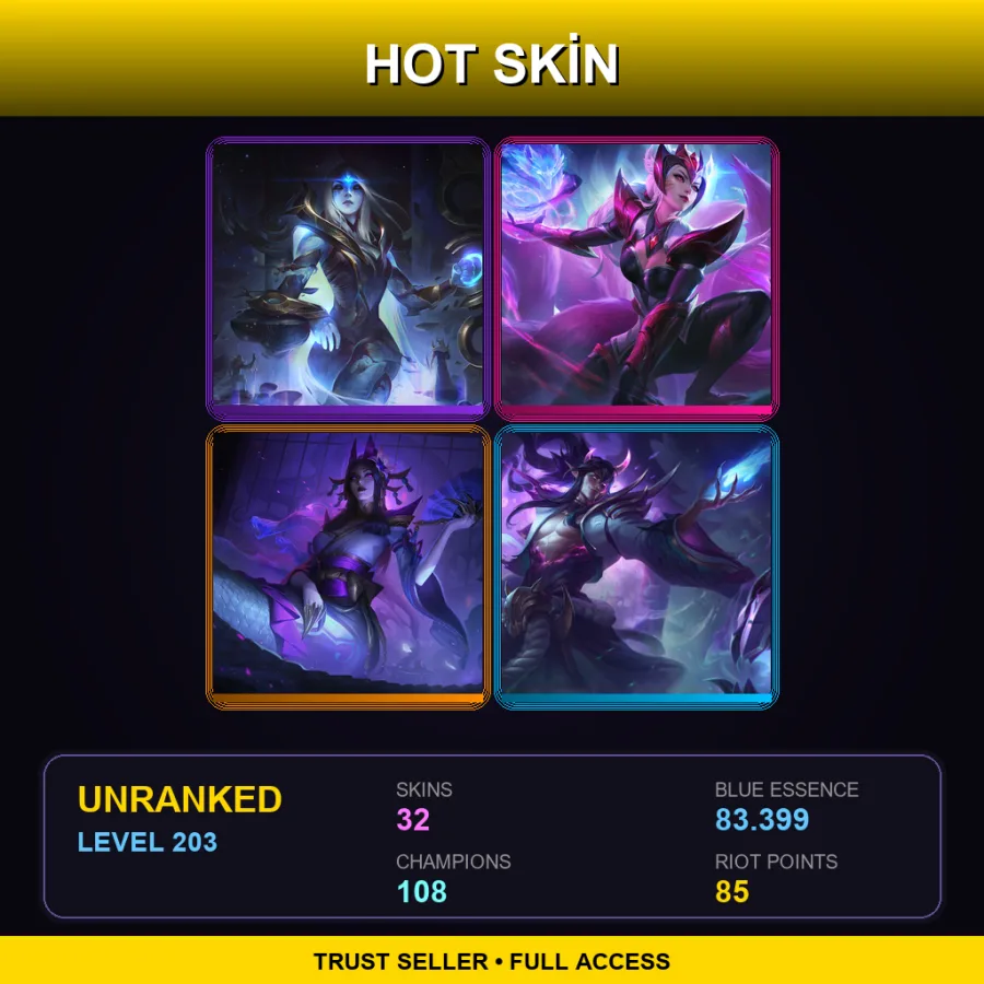 LAS | Lv203 | Unranked | 32 Skin | 108 Champ