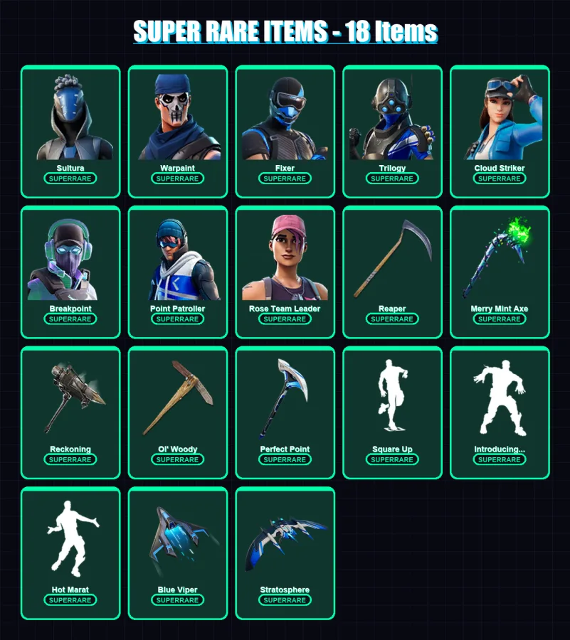 [PC/XBOX] | Sultura | Warpaint | Fixer | Trilogy | Cloud Striker | 117 skin | 119 pickaxe | 159 emote | 110 glider | Lv1851