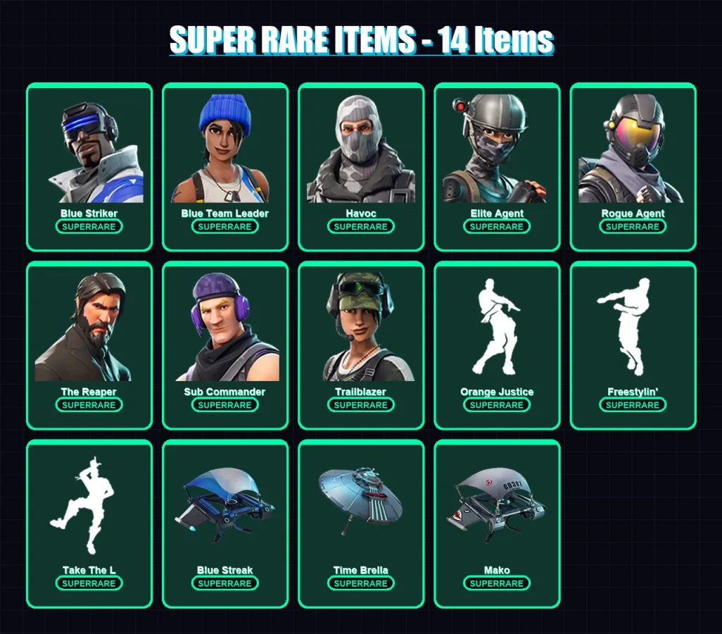 [PC/XBOX/PSN] | Blue Striker | Blue Team Leader | Havoc | Elite Agent | Rogue Agent | 62 skin | 51 pickaxe | 64 emote | 56 glider | Lv674 — Fortnite account