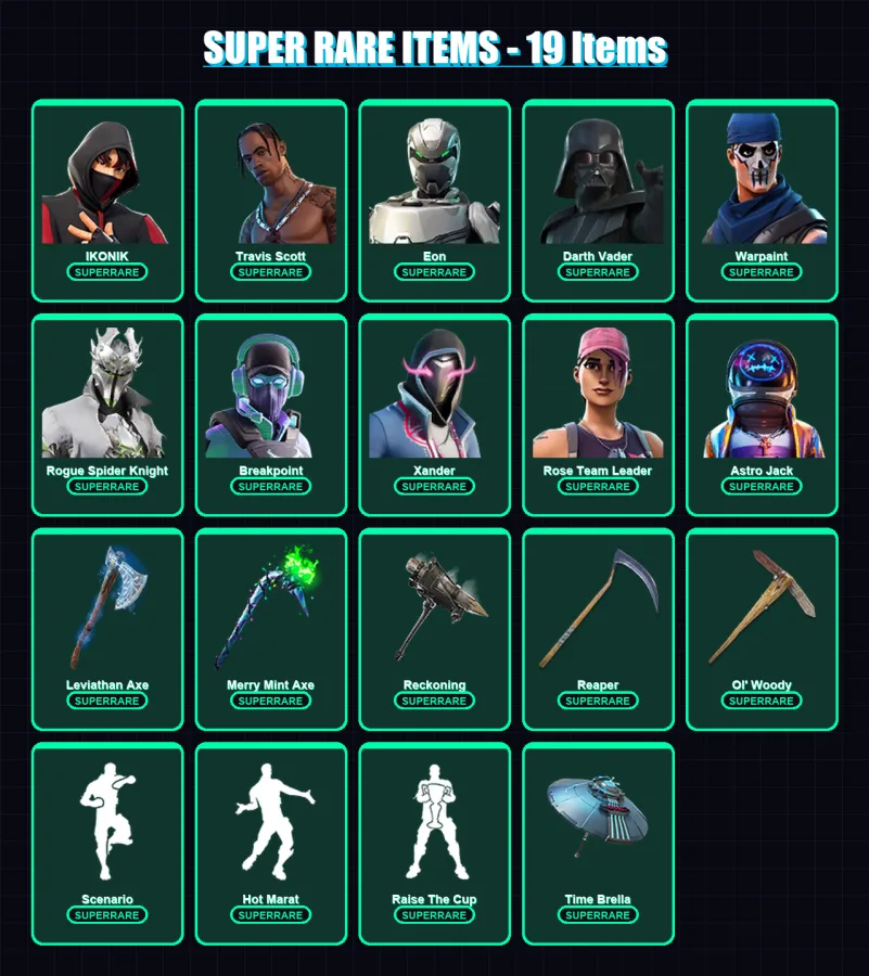 [PS4/PS5/PC] | IKONIK | Travis Scott | Eon | Darth Vader | Warpaint | 282 skin | 280 pickaxe | 241 emote | 234 glider | Lv3730