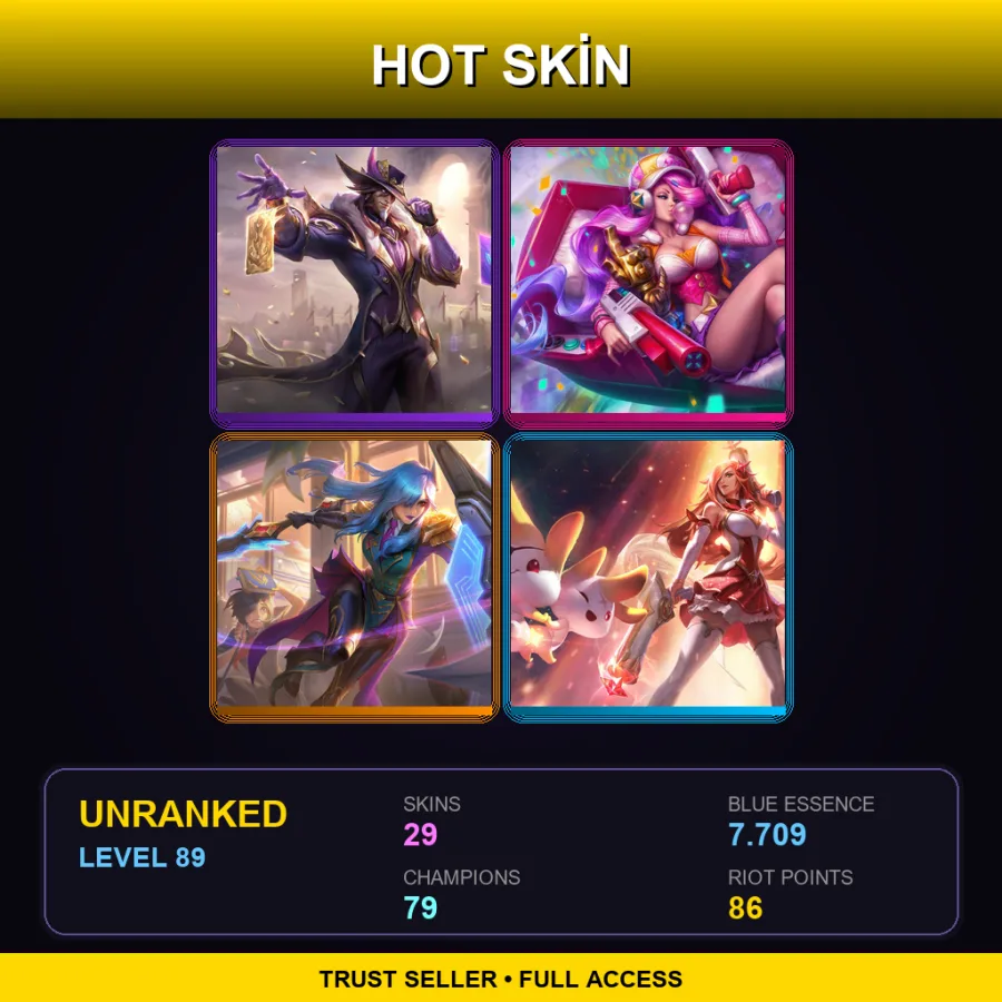 LAN | Lv89 | Unranked | 29 Skin | 79 Champ with Veigar