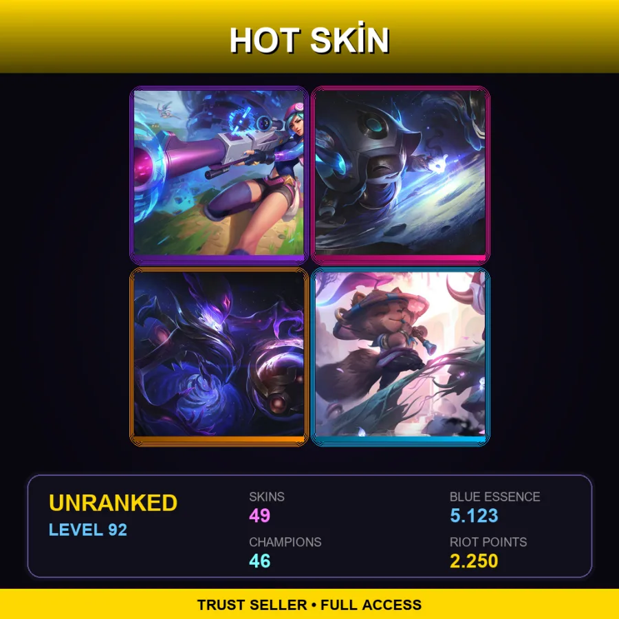 BR | Lv92 | Unranked | 49 Skin | 46 Champ — LoL account