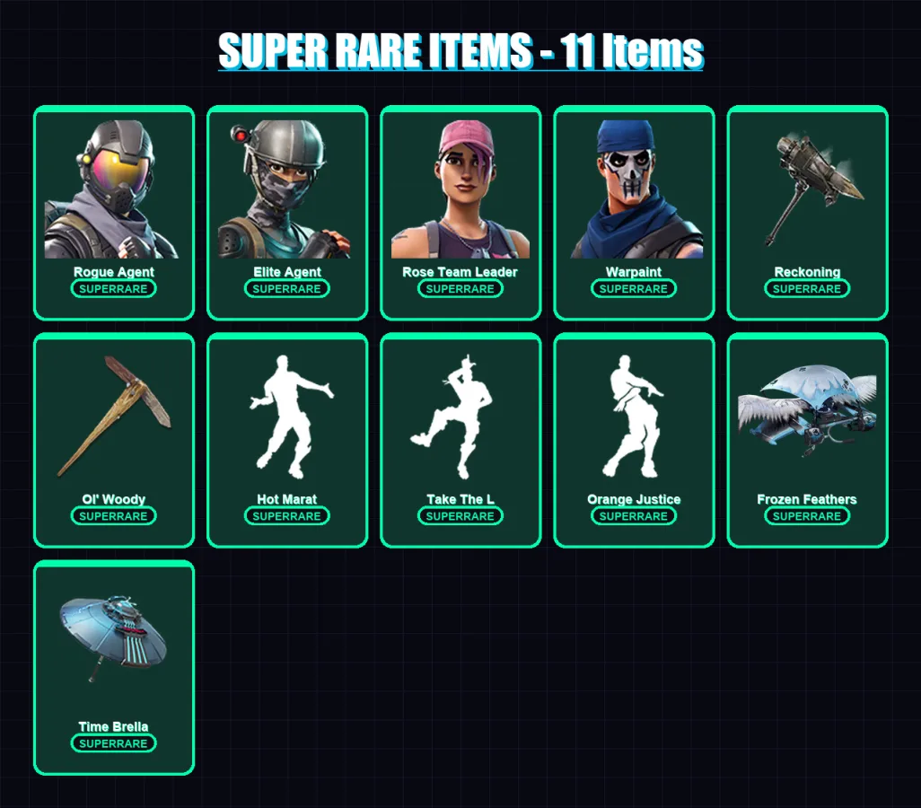 [PC/XBOX] | Rogue Agent | Elite Agent | Rose Team Leader | Warpaint | Sky Stalker | 176 skin | 204 pickaxe | 157 emote | 192 glider | Lv2802