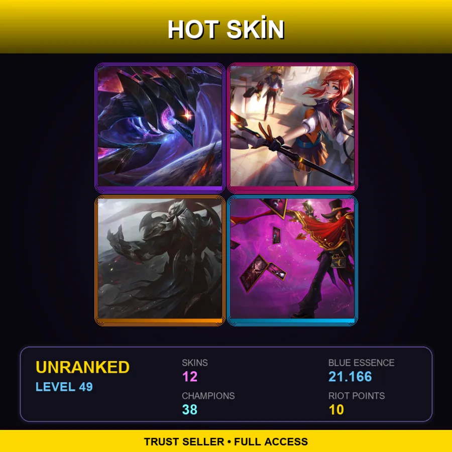 TR | Lv49 | Unranked | 12 Skin | 38 Champ