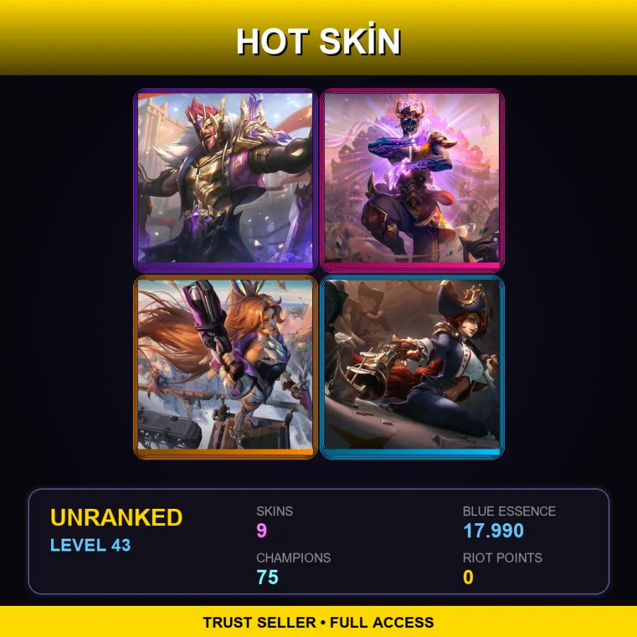 BR | Lv43 | Unranked | 9 Skin | 75 Champ — LoL account
