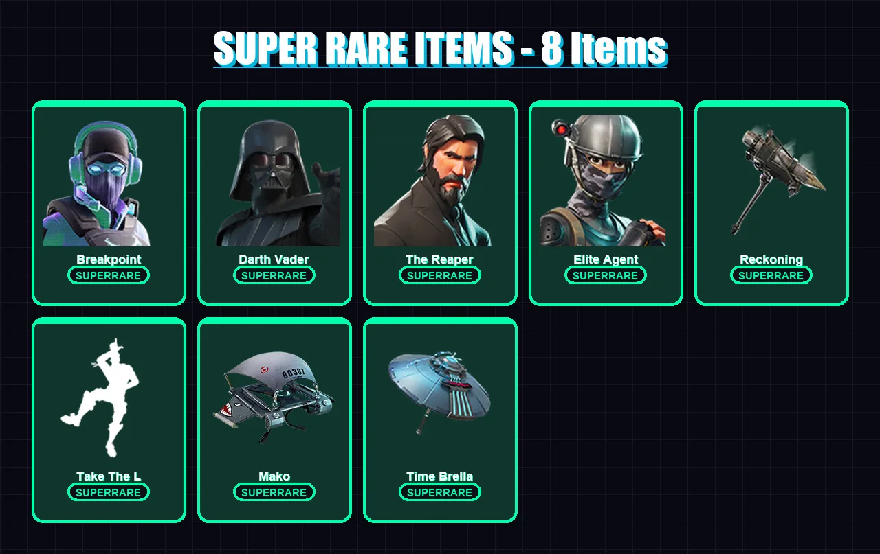 [PC/XBOX/PSN] | Breakpoint | Darth Vader | The Reaper | Elite Agent | Fade | 146 skin | 133 pickaxe | 104 emote | 120 glider | Lv1775