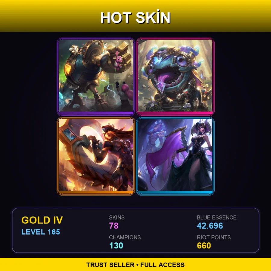EUW | Lv165 | Gold IV | 78 Skin | 130 Champ