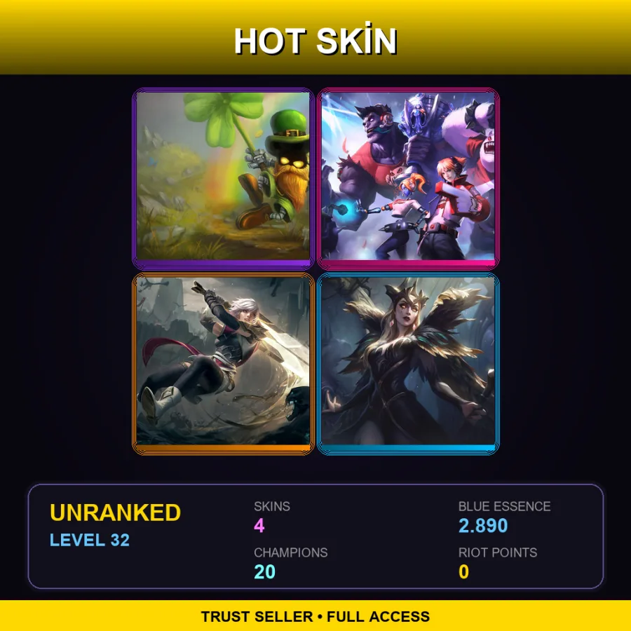 LAN | Leprechaun Veigar | TPA Orianna | Sentinel Riven | Coven LeBlanc | 4 Skin | 20 Champ | Lv32