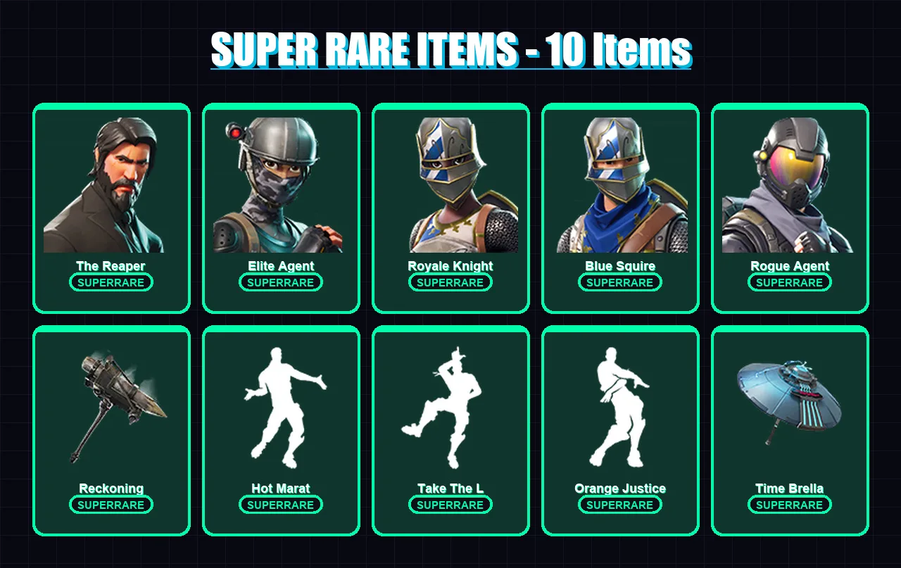 [PC/XBOX/PSN] | The Reaper | Elite Agent | Royale Knight | Blue Squire | Rogue Agent | 51 skin | 33 pickaxe | 45 emote | 43 glider | Lv568