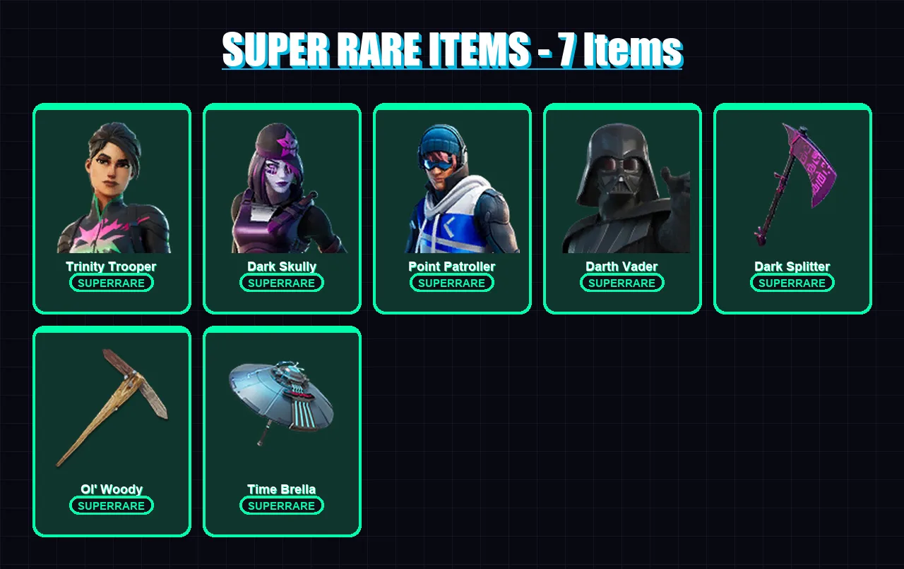 [PC/XBOX/PSN] | Trinity Trooper | Dark Skully | Point Patroller | Darth Vader | Raz | 421 skin | 454 pickaxe | 367 emote | 264 glider | Lv7025
