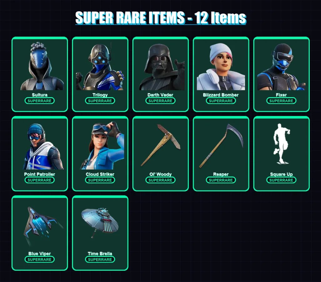 [PS4/PS5/XBOX/PC] | Sultura | Trilogy | Darth Vader | Blizzard Bomber | Fixer | 289 skin | 269 pickaxe | 193 emote | 187 glider | Lv2524