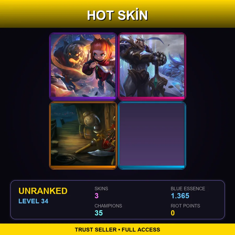 LAN | Lv34 | Unranked | 3 Skin | 35 Champ — Fiddle Me Timbers