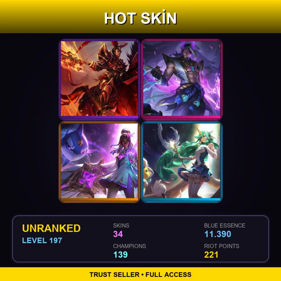 EUW | Lv197 | Unranked | 34 Skin | 139 Champ