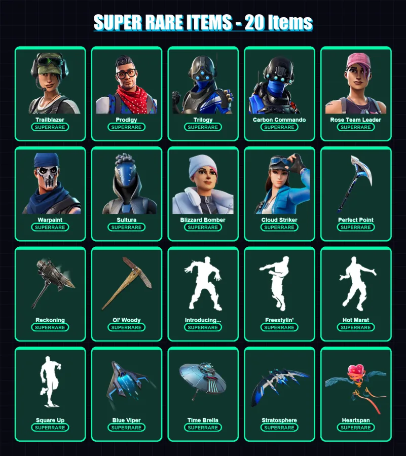 [PC/XBOX] | Trailblazer | Prodigy | Trilogy | Carbon Commando | Rose Team Leader | 143 skin | 182 pickaxe | 172 emote | 163 glider | Lv2180