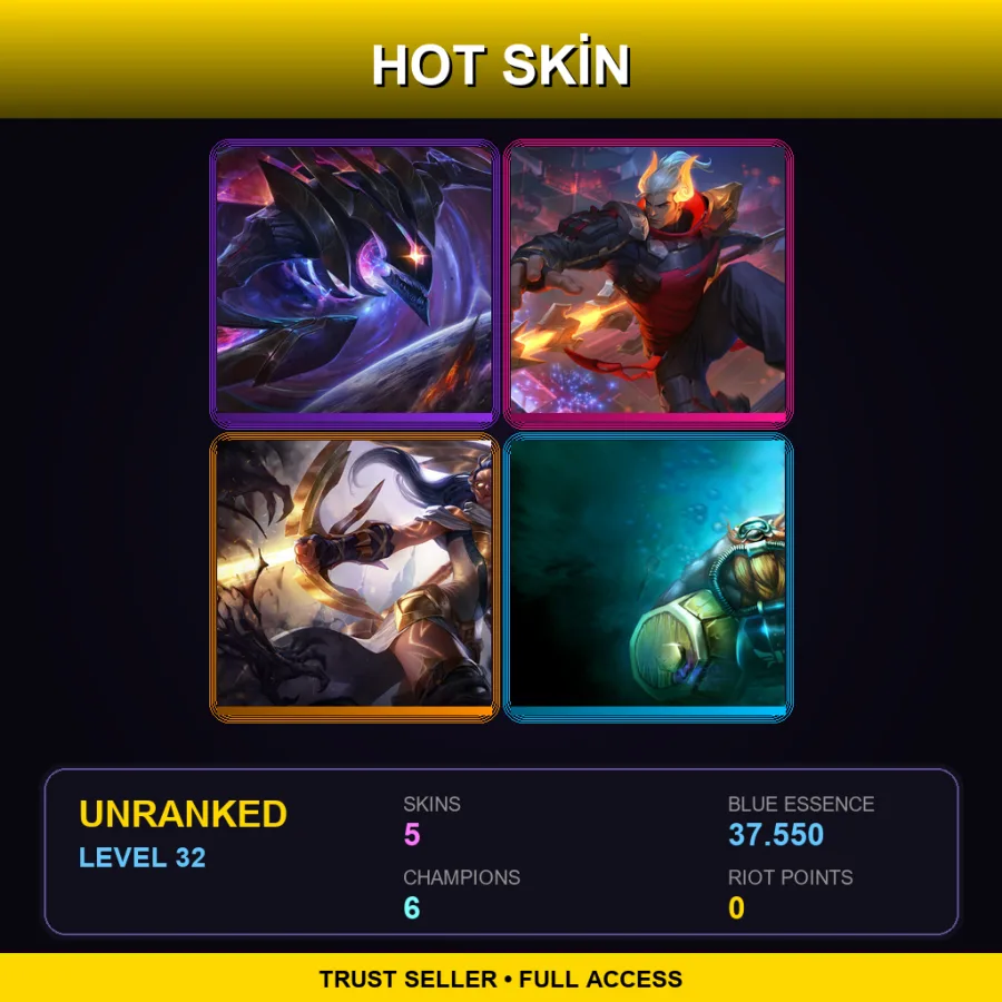 EUW | Lv32 | Unranked | 5 Skin | 6 Champ