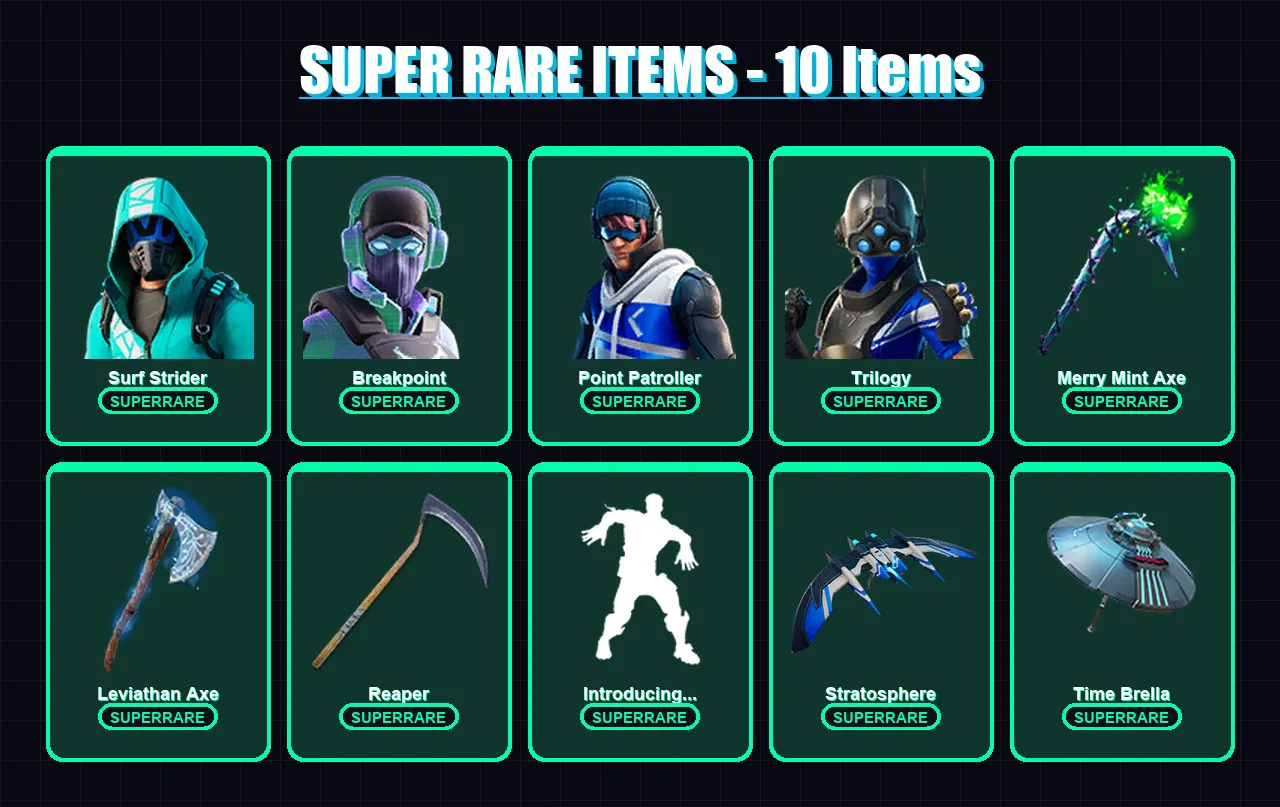 [PS4/PS5/XBOX/PC] | Surf Strider | Breakpoint | Point Patroller | Trilogy | Spire Assassin | 202 skin | 192 pickaxe | 144 emote | 144 glider | Lv259
