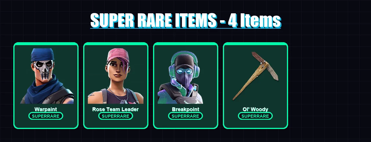 [PC/XBOX/PSN] | Warpaint | Rose Team Leader | Breakpoint | Fade | Galaxia | 135 skin | 101 pickaxe | 90 emote | 71 glider | Lv857