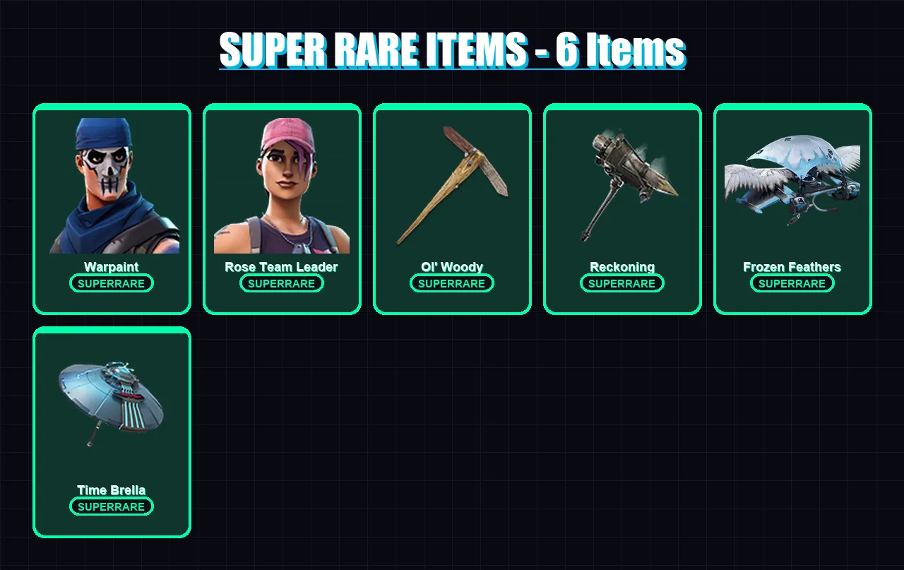 [PC/PSN] | Warpaint | Rose Team Leader | The Prisoner | Enforcer | Drift | 41 skin | 45 pickaxe | 47 emote | 54 glider | Lv497
