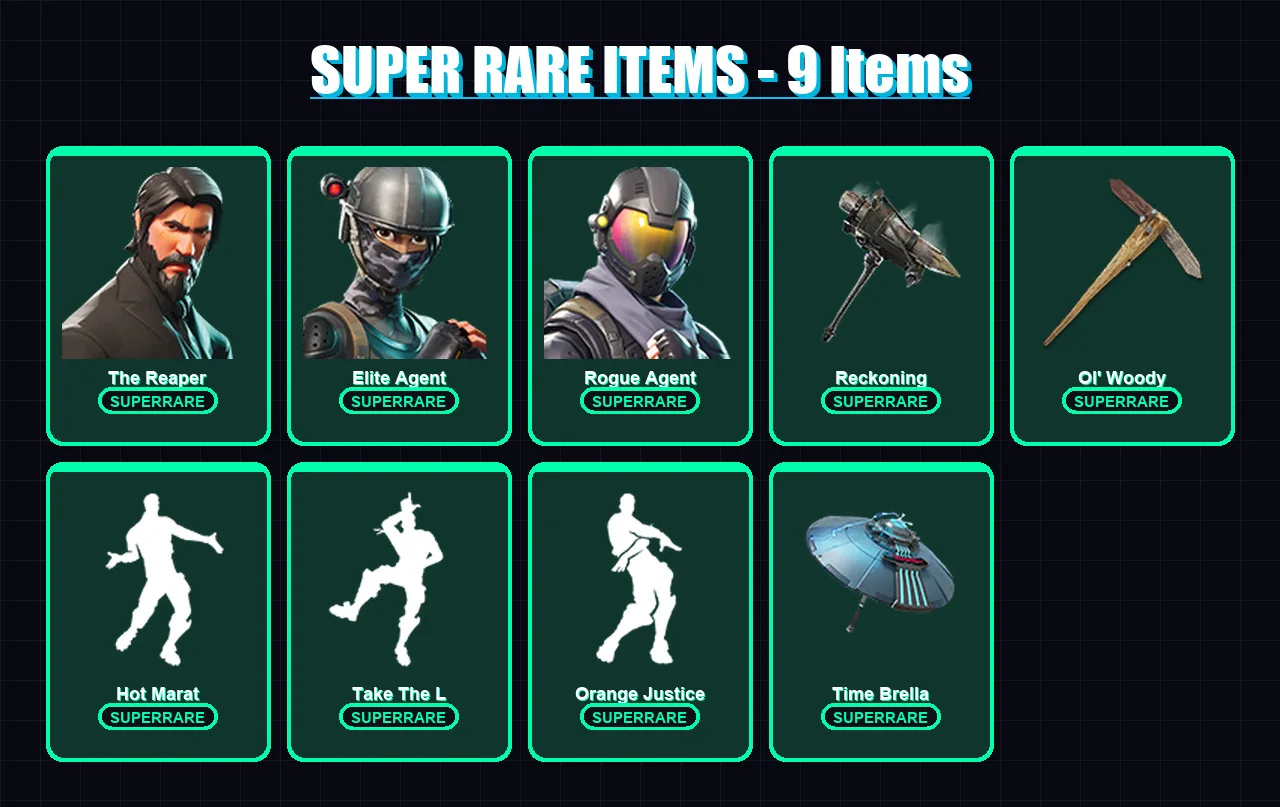 [PC/XBOX/PSN] | The Reaper | Elite Agent | Rogue Agent | Mizuki | Calamity | 179 skin | 202 pickaxe | 189 emote | 137 glider | Lv2192