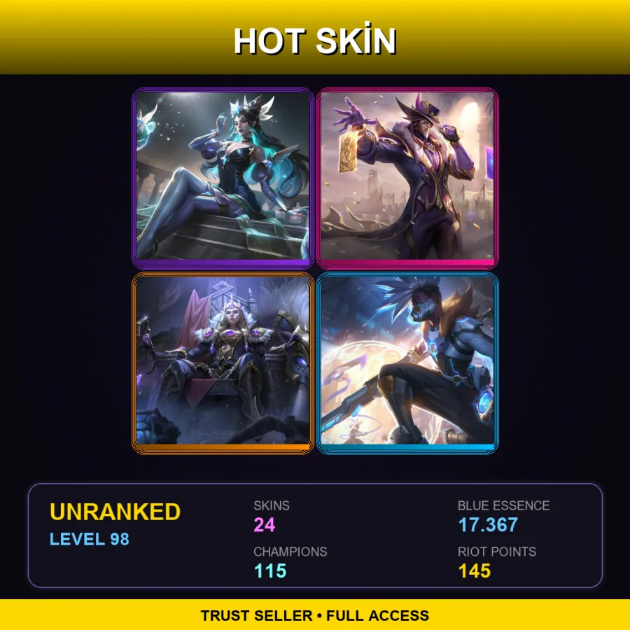 TR | Lv98 | Unranked | 24 Skin | 115 Champ with Yorick