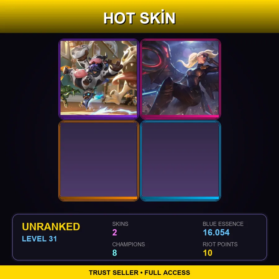 OCE | Lv31 | Unranked | 2 Skin | 8 Champ — LoL account