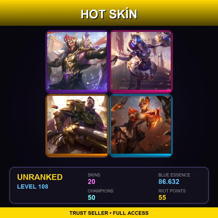 SG | Lv108 | Unranked | 20 Skin | 50 Champ