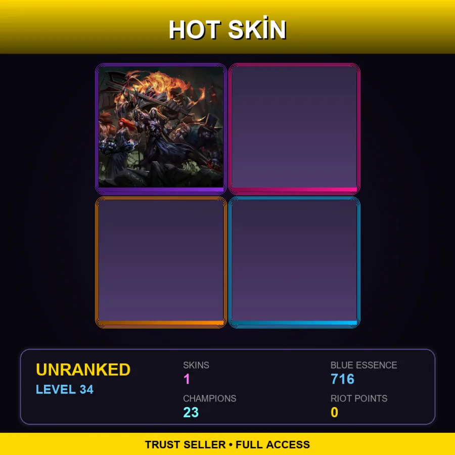 NA | Lv34 | Unranked | 1 Skin | 23 Champ — LoL account