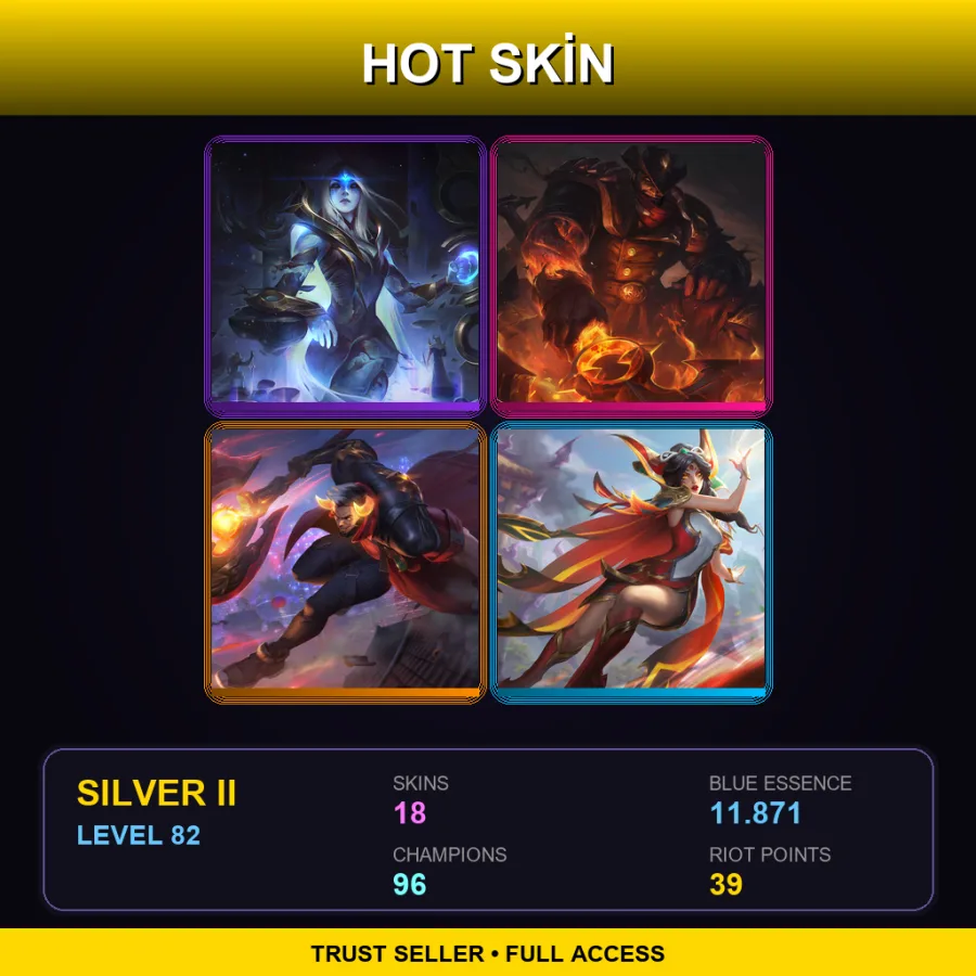 EUNE | Lv82 | Silver II | 18 Skin | 96 Champ