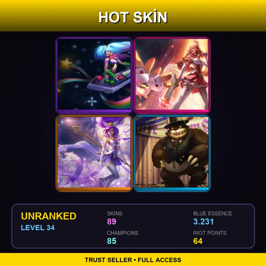 TR | Lv34 | Unranked | 89 Skin | 85 Champ