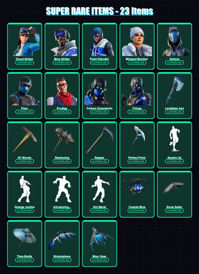 [PC/XBOX/PSN] | Cloud Striker | Blue Striker | Point Patroller | Blizzard Bomber | Sultura | 353 skin | 369 pickaxe | 297 emote | 214 glider | Lv284
