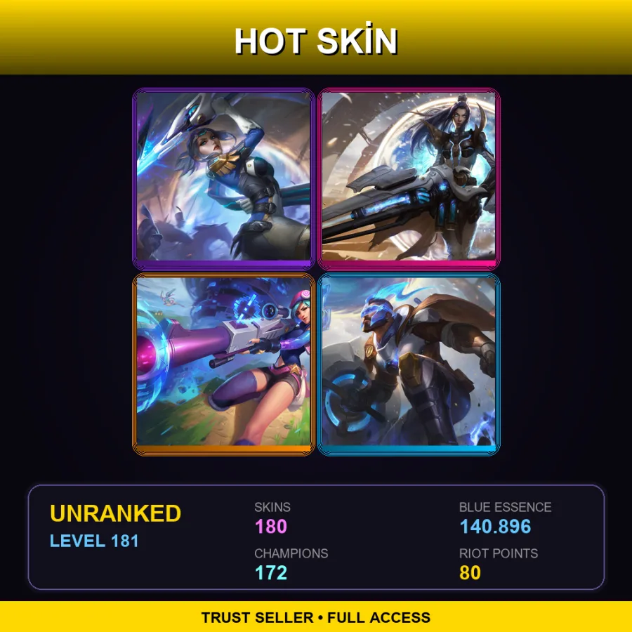 VN | Lv181 | Unranked | 180 Skin | 172 Champ — LoL account